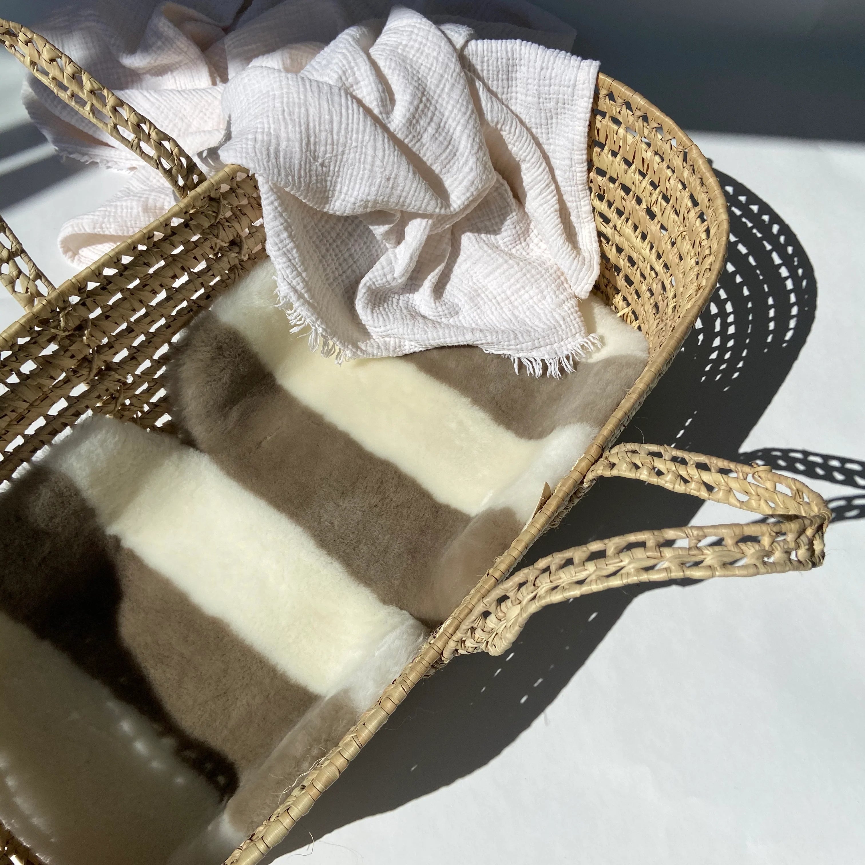 Merino wool stroller liner Snuggler® - White Toastie - BINIBAMBA