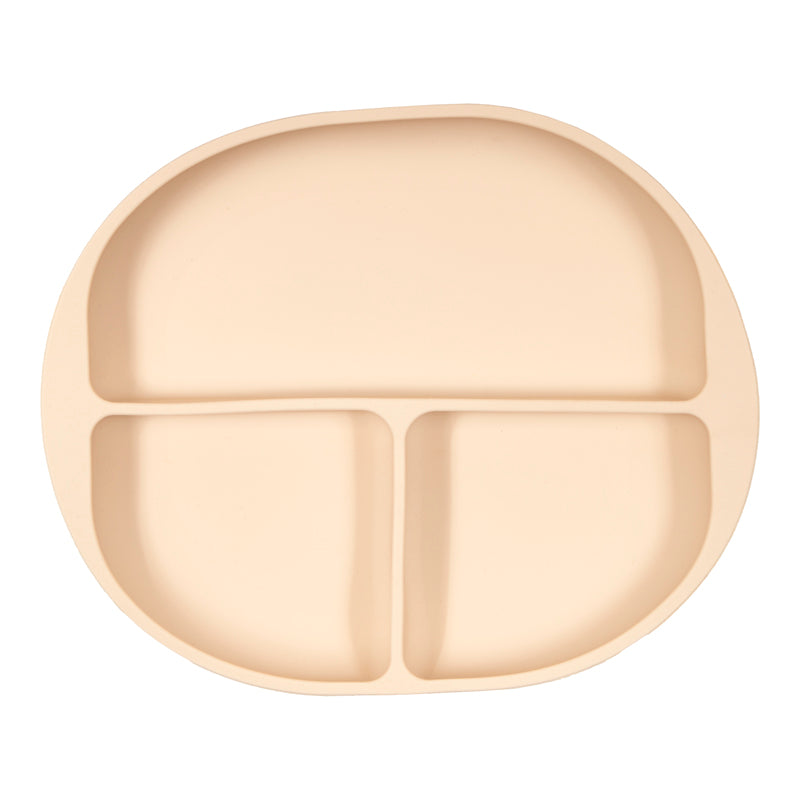 Jikkies - Vakkenbord â€“ Kinderservies â€“ Kinderbord met zuignap â€“ Hitte- en vaatwasserbestendig - beige - bovenzicht