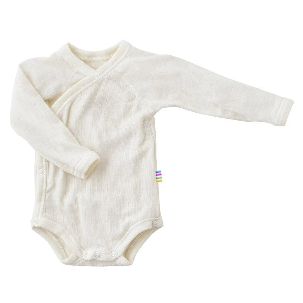 Wrapover romper - Merino wool - White/Natural - Joha