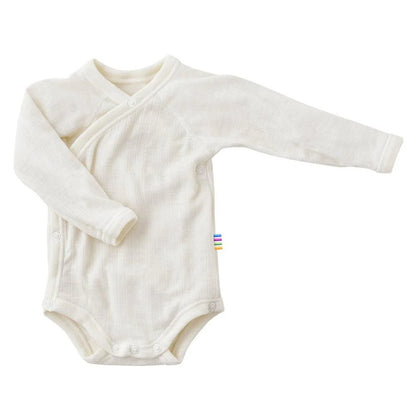 Wrapover romper - Merino wool - White/Natural - Joha