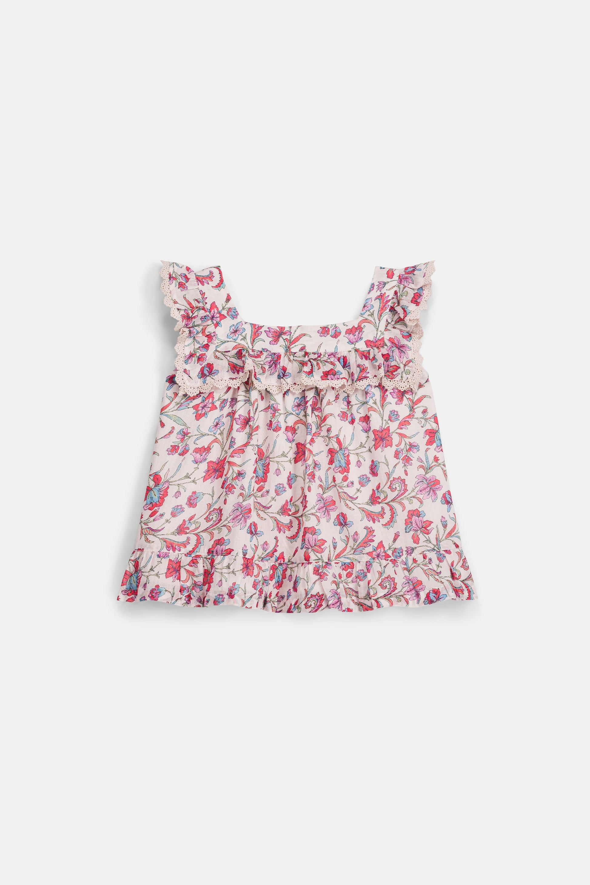 Top zonder mouw - Blouse Inessa - Biologisch katoen - Cream Floral Haven - Louise Misha