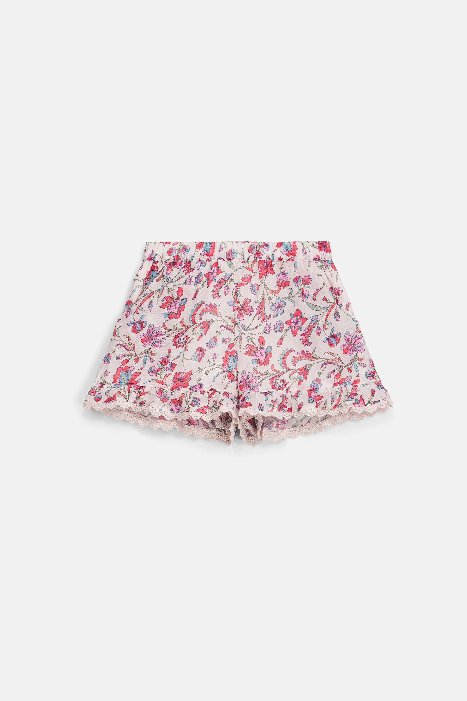 Kort broekje - Shorts Vallaloid - Biologisch Katoen - Cream Floral Haven - Louise Misha