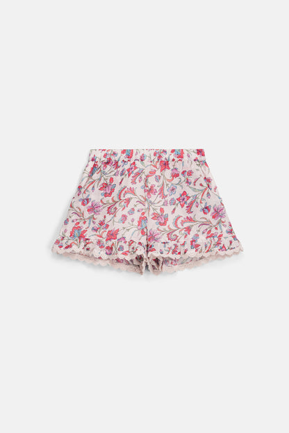 Kort broekje - Shorts Vallaloid - Biologisch Katoen - Cream Floral Haven - Louise Misha