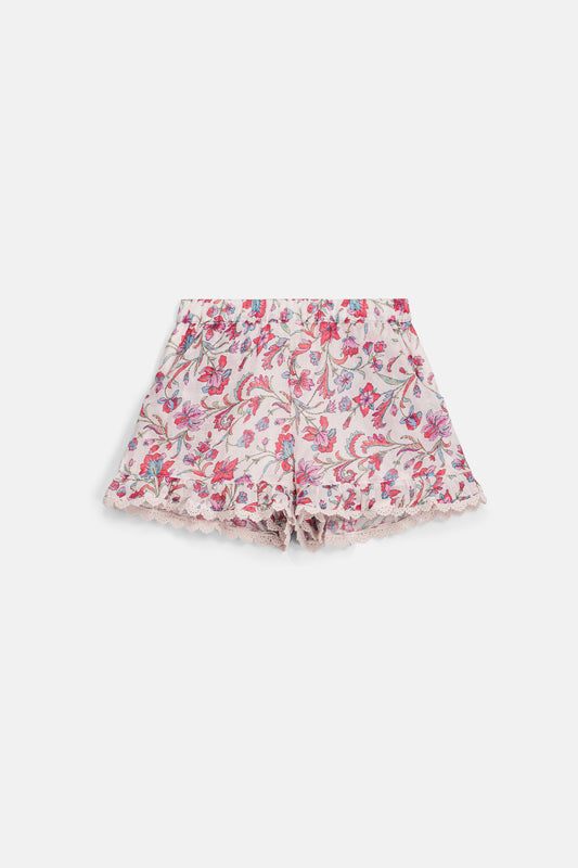 Kort broekje - Shorts Vallaloid - Biologisch Katoen - Cream Floral Haven - Louise Misha