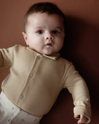 Romper met overhemdkraagje Noud - Beige - 100% katoen - LEVV Labels - met baby