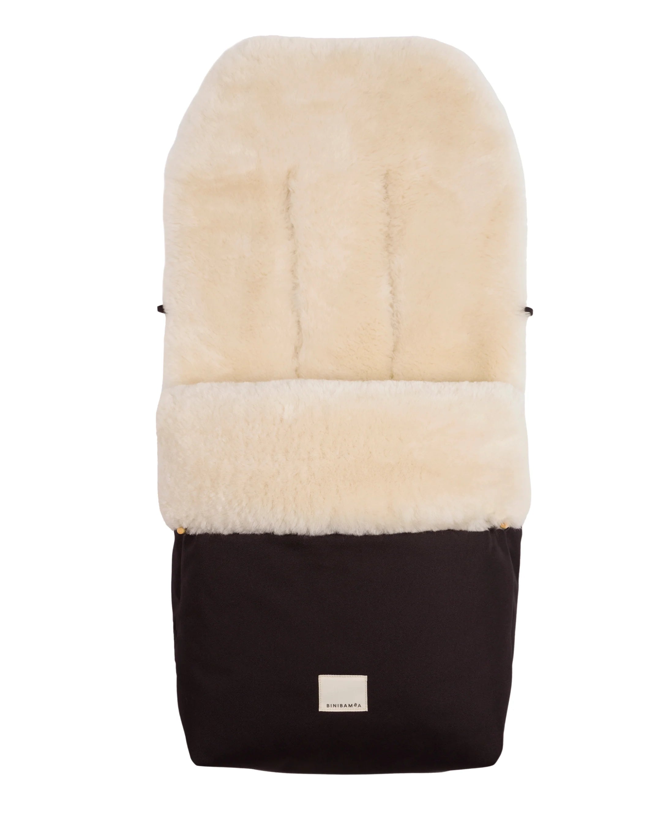 Voetenzak Puffmuff® - Merino schapenvacht - Noir + Milk - BINIBAMBA