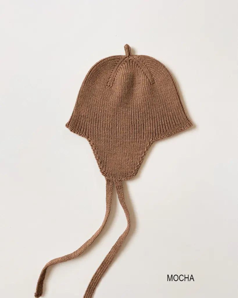 Bonnet Kota - Baby mutsje met oorkleppen - Merino wol - HVID
