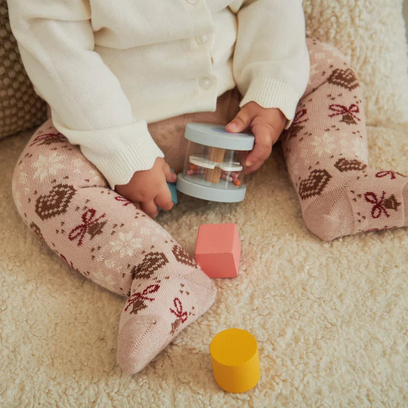 Chrissy Tights – Rose Dust – Katoenen kindermaillot – Kerstpatroon – MP Denmark