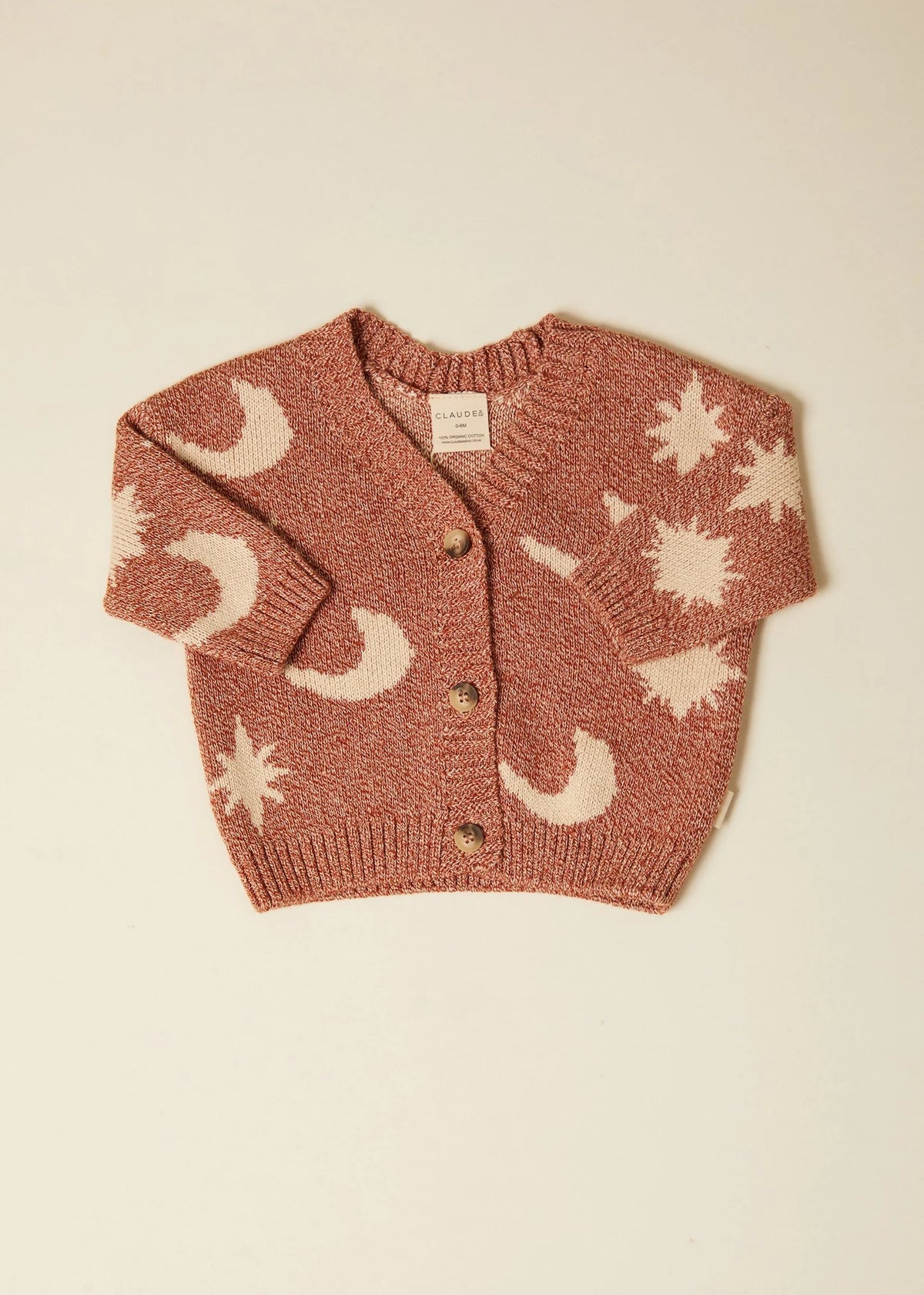 Moon Star Cardigan Russet – 100 % coton biologique – Claude & Co