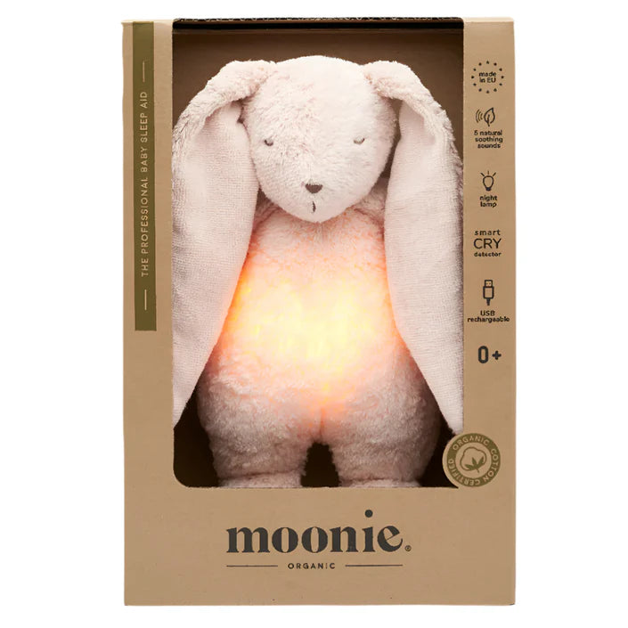 Knuffelkonijn met hartslag & white noise - The Humming Bunny 2.0 - Biologisch GOTS katoen - Moonie - verpakking - afbeelding 4