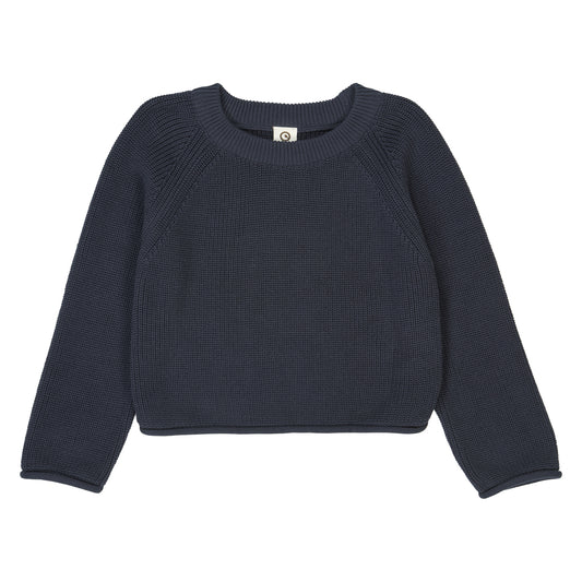 Gebreide trui - Biologisch katoen - Night blue/donkerblauw - Müsli by Green Cotton voorkant