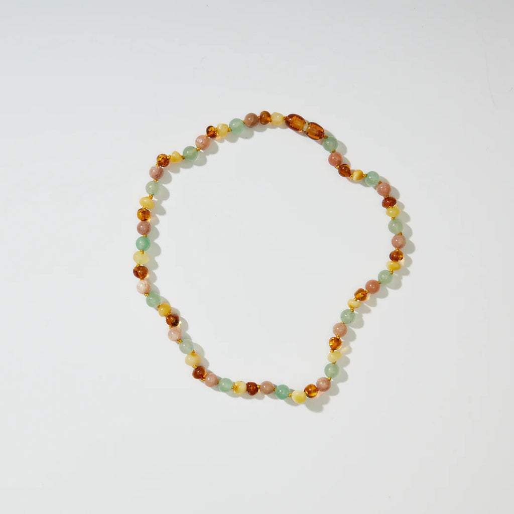 Barnsteen en edelstenen ketting - Lulu - 32 cm - Nirrimis - productfoto