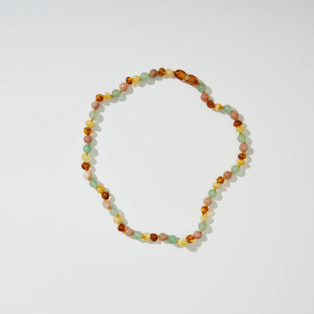 Barnsteen en edelstenen ketting - Lulu - 32 cm - Nirrimis - productfoto