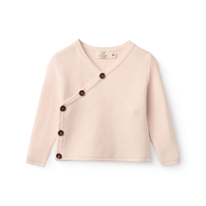 Gebreid baby vestje - Biologisch katoen - Soft Pink/Roze - Copenhagen Colors - voorkant