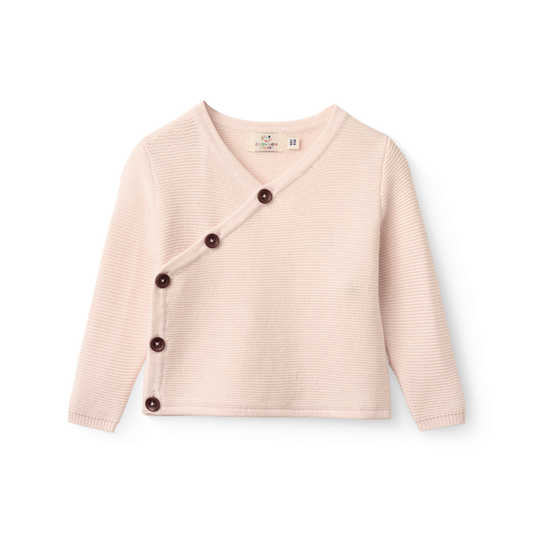 Gebreid baby vestje - Biologisch katoen - Soft Pink/Roze - Copenhagen Colors - voorkant