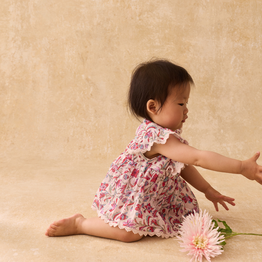 Romper jurkje Lena - Biologisch katoen - Cream Floral Haven - Louise Misha