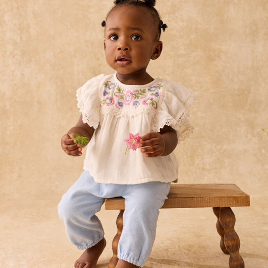 Broekje - Pants Floreli - Biologisch katoen - Oxford Blue/Blauw - Louise Misha