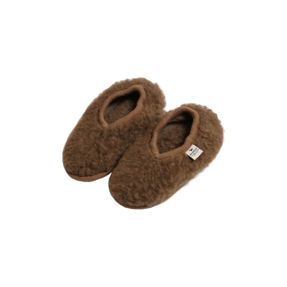 Wollen slofjes - Cloudet junior - Bark/Bruin - Alwero