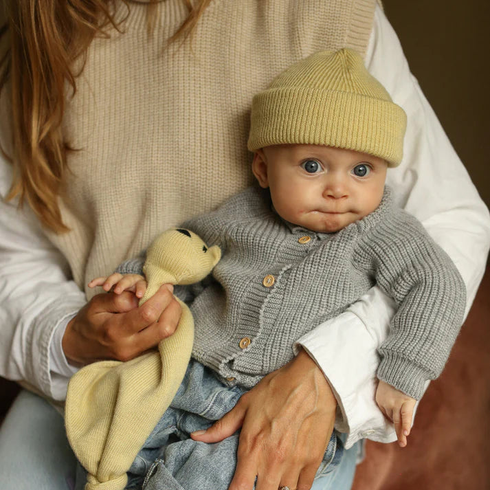 Gebreid mutsje - Fonzie newborn - Merino wol - HVID