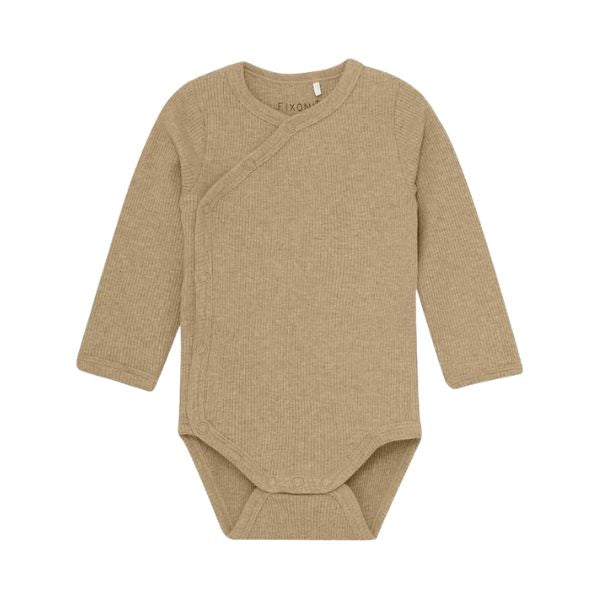 Fixoni - Wrap Body LS MÃ©lange Rib - Romper - Modal mix