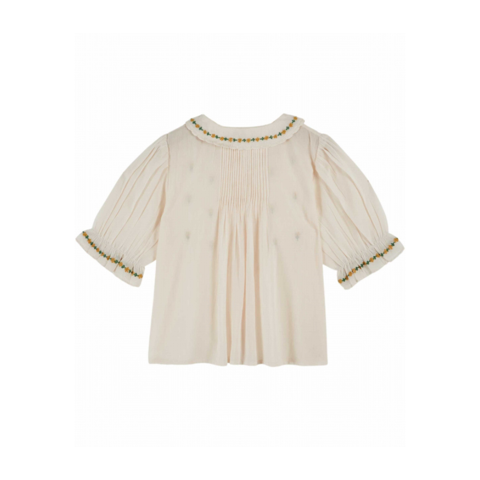 Top korte mouw - Blouse Brodee - Biologisch katoen - Creme - Emile et Ida