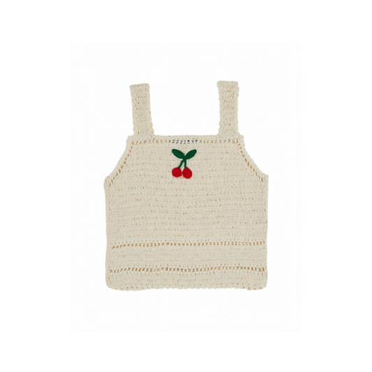 Gehaakte kersen top - Crochet Cherise - Katoen - Creme - Emile er Ida