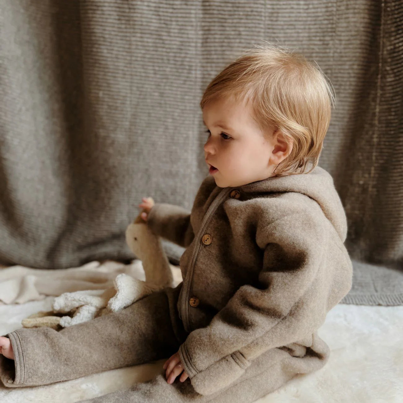 Buitenpak/jumpsuit - Wol fleece - Walnut/Walnoot - Engel Natur