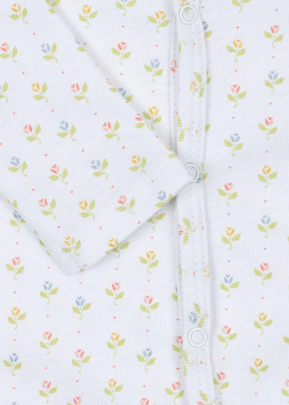 Fio Onesie - Tuli Coeur - Boxpakje/Pyjama - Biologisch Katoen - Tulpjes - Konges Sløjd - close up