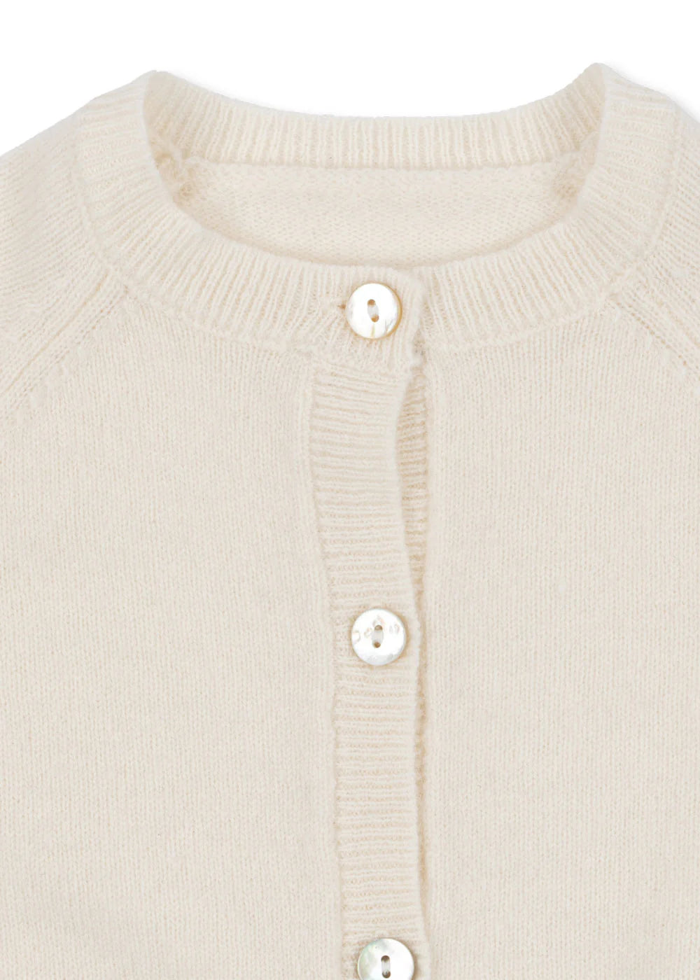Savora Cardigan - Antique White - Wollen Baby Vestje - Wol - Konges Sløjd - close up