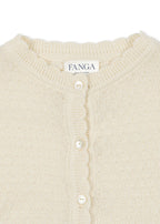 Venti Pointelle Cardigan - Antique White - Fijngebreid Vestje - Biologisch Katoen - GOTS - Konges Sløjd - close up