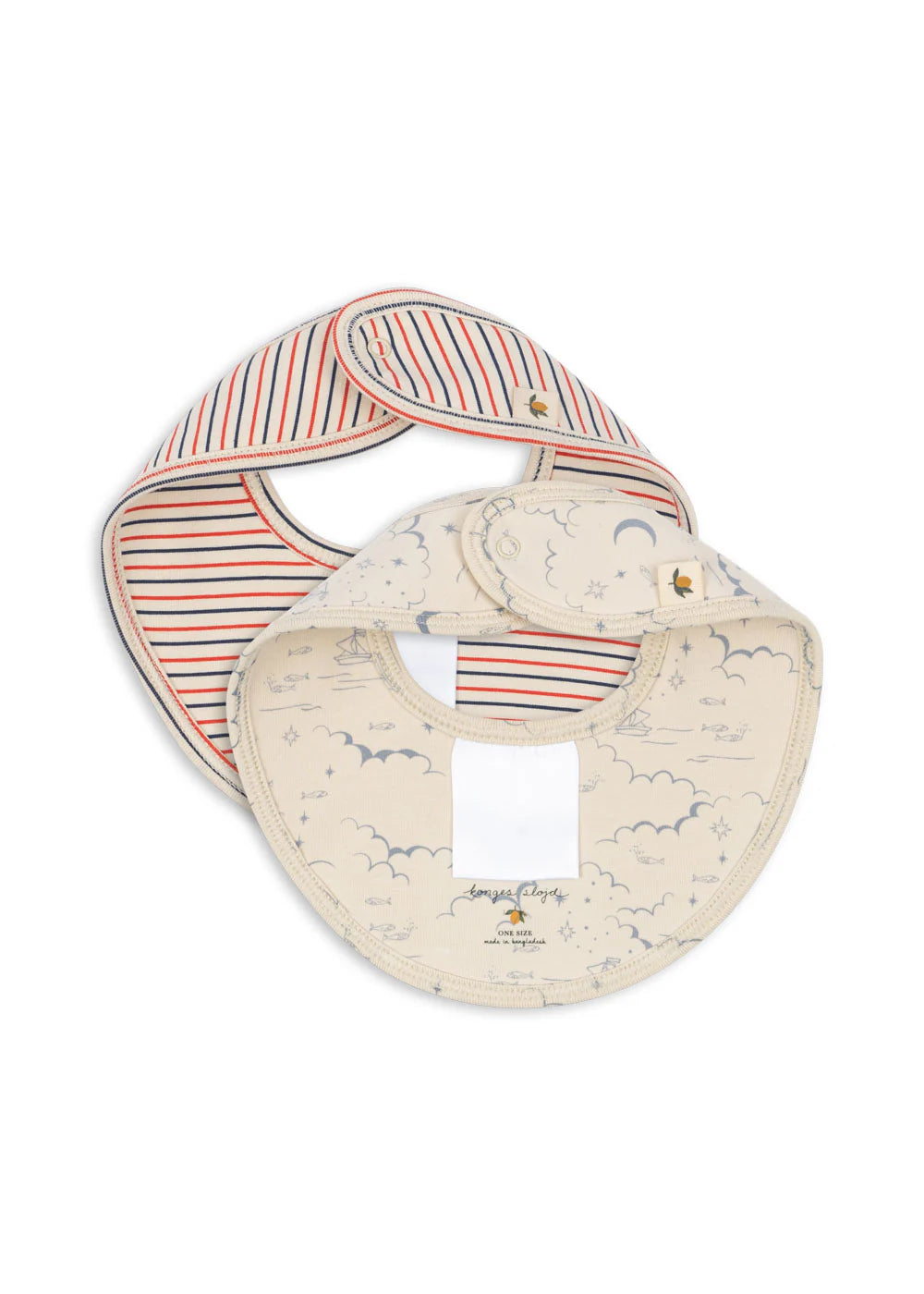 Basic Slabbetjes - Stripe Tricolore/Cielo Marino - 2 pack - Biologisch Katoen - Konges Sløjd - achterkant