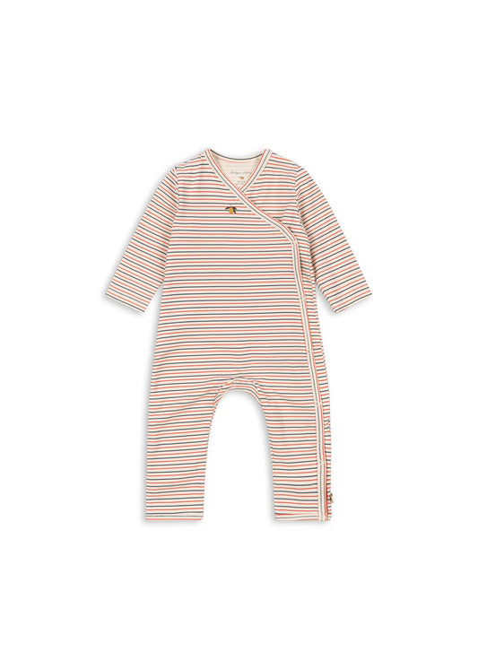 Basic Newborn Onesie - Tricolor Stripe - Wrap Bodysuit - Organic Cotton - GOTS - Konges Sløjd