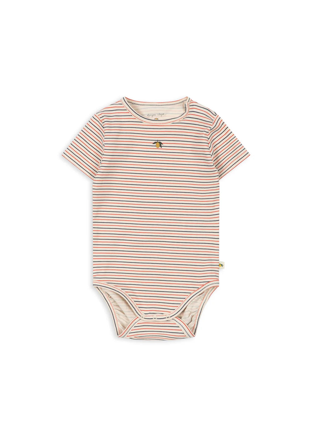 Basic Korte Mouw Rompertje - Stripe Tricolore - Biologisch Katoen - GOTS - Konges Sløjd - voorkant