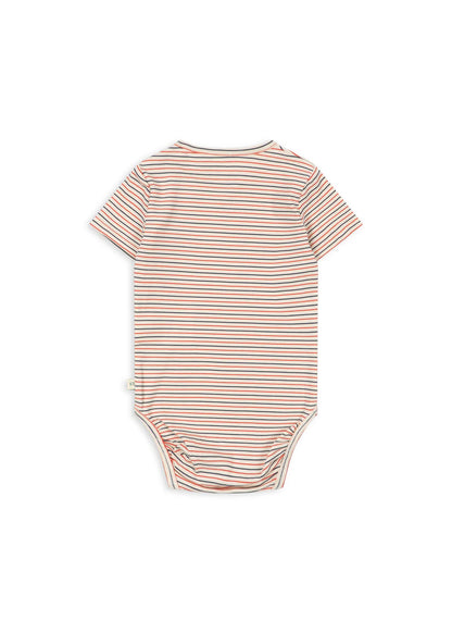 Basic Korte Mouw Rompertje - Stripe Tricolore - Biologisch Katoen - GOTS - Konges Sløjd