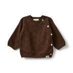 Gebreid babyvest DoraKB met pointelle - Donkerbruin - Sofie Schnoor