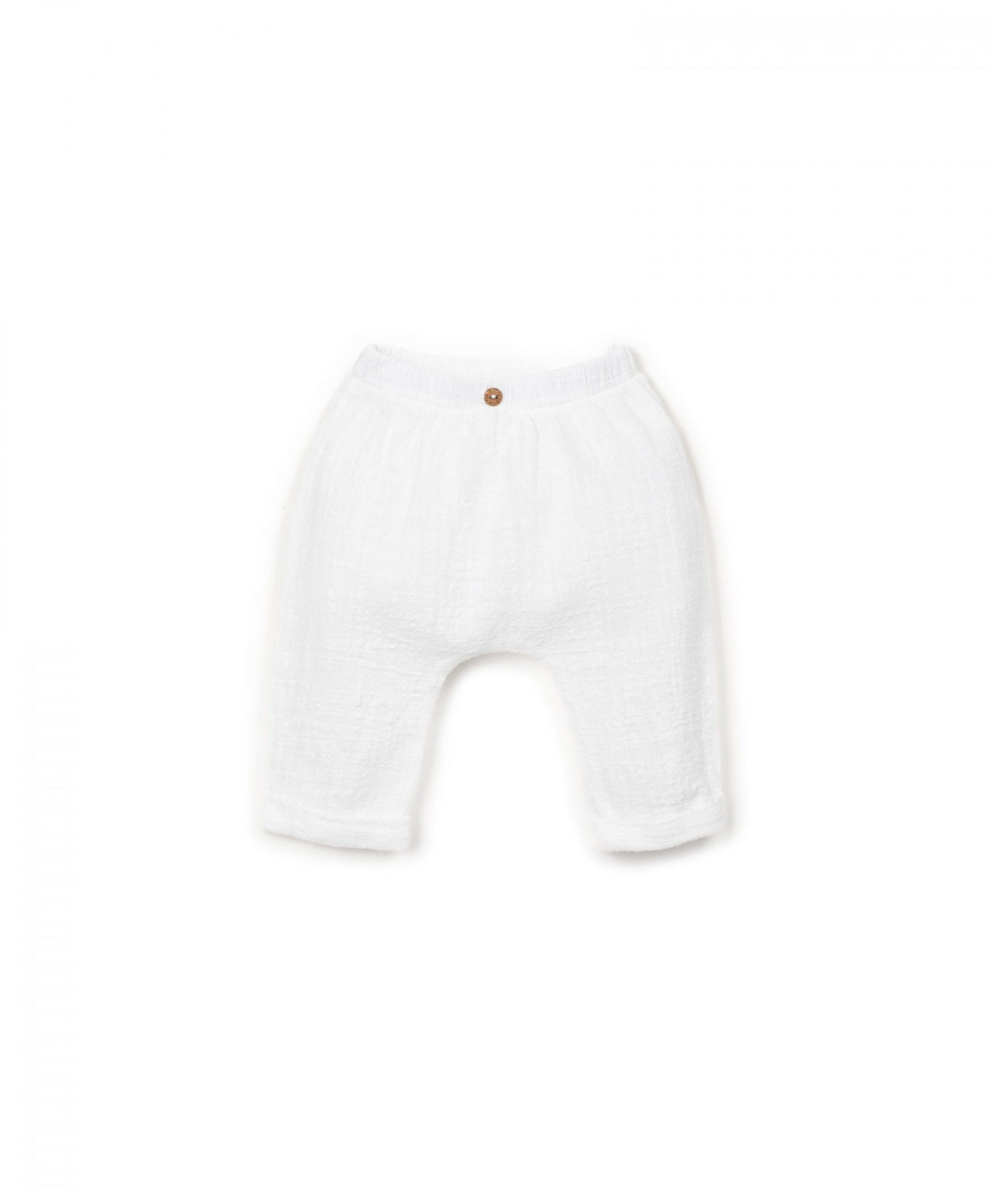 Zomerbroekje - Woven Trousers - Biologisch katoen - Wit - Playup - voorkant