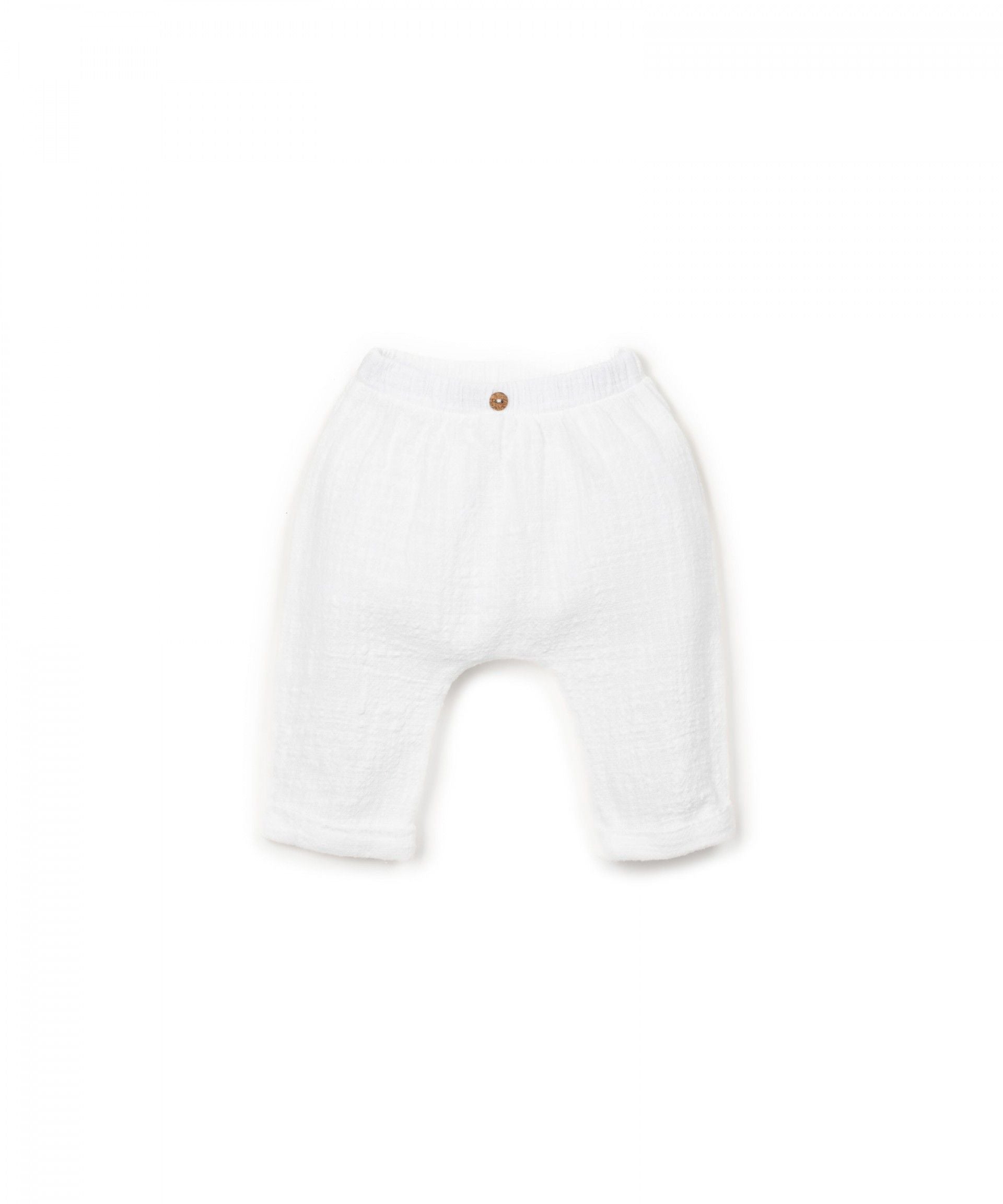 Zomerbroekje - Woven Trousers - Biologisch katoen - Wit - Playup - voorkant