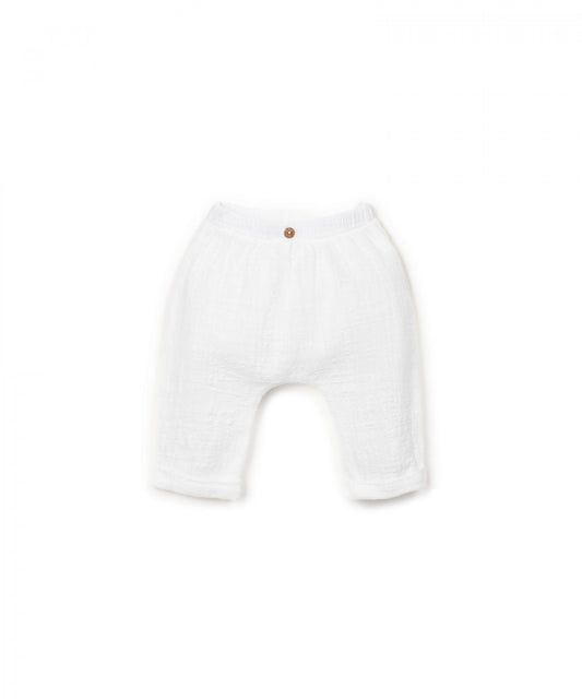 Zomerbroekje - Woven Trousers - Biologisch katoen - Wit - Playup - voorkant