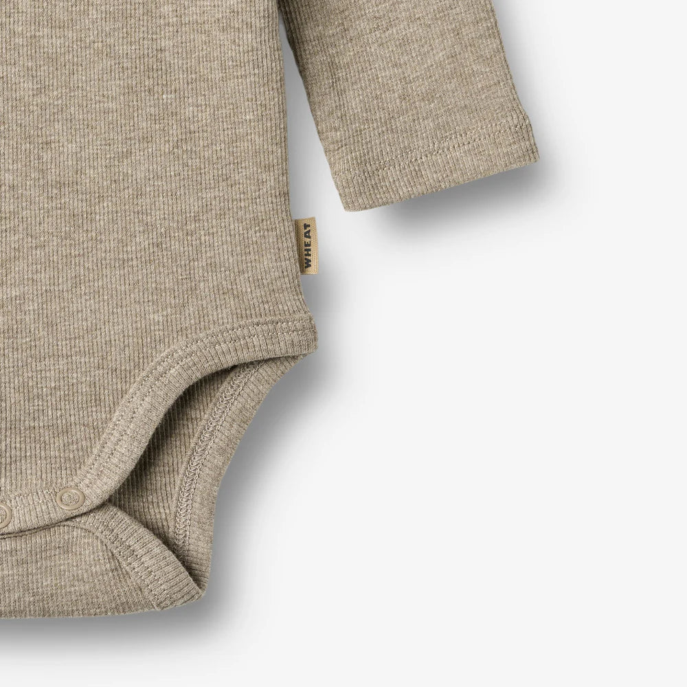 Romper lange mouw Spencer - Biologisch katoen - Gravel melange - Wheat