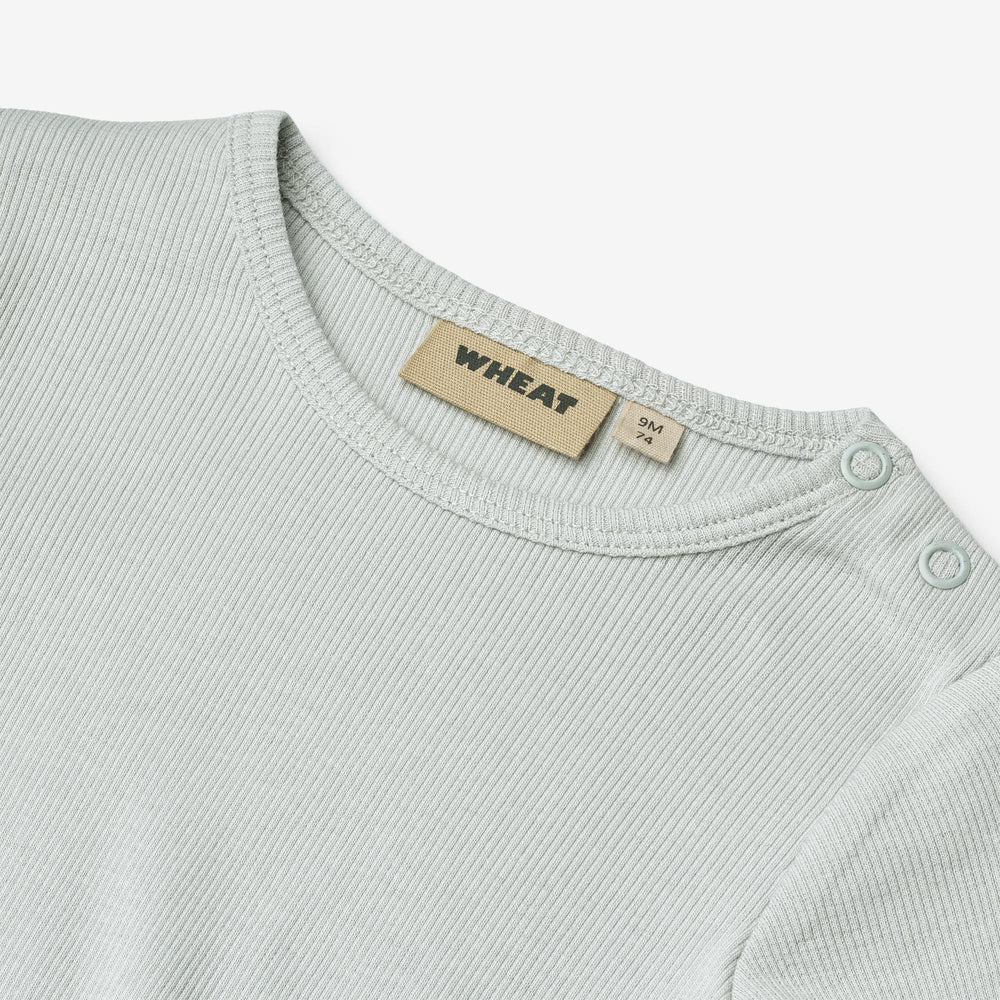 Wheat - Rib Body L/S Spencer - Soft Blue - Biologisch katoen