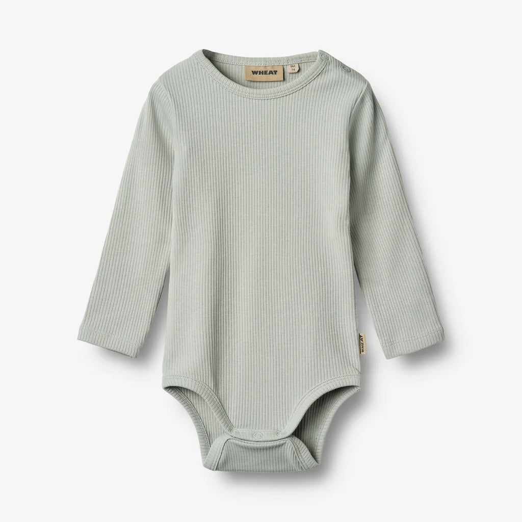 Wheat - Rib Body L/S Spencer - Rainy Sky - Romper - Organic cotton