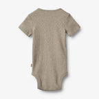 Romper short sleeve Timo - Organic cotton - Gravel melange - Wheat