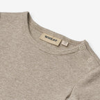 Romper short sleeve Timo - Organic cotton - Gravel melange - Wheat