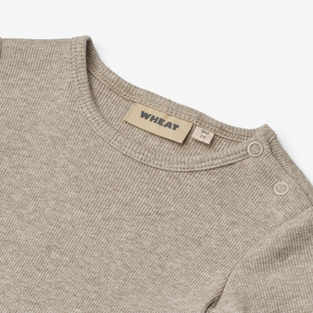 Wheat - Rib Body S/S Timo - Romper met korte mouwen - Gravel melange - Biologisch katoen
