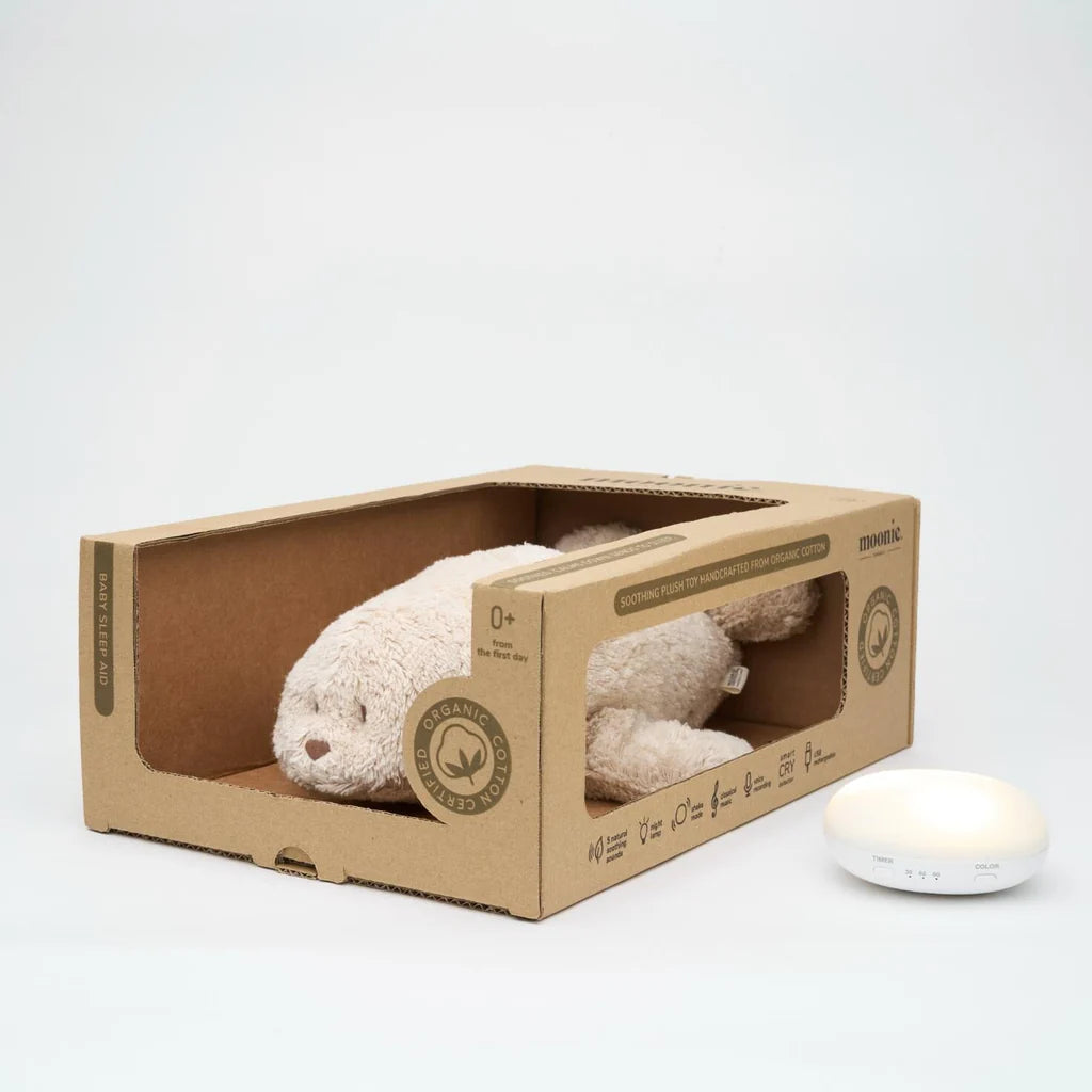 Knuffel met hartslag & white noise - The Humming Bunny 2.0 - Biologisch GOTS katoen - Moonie - productfoto