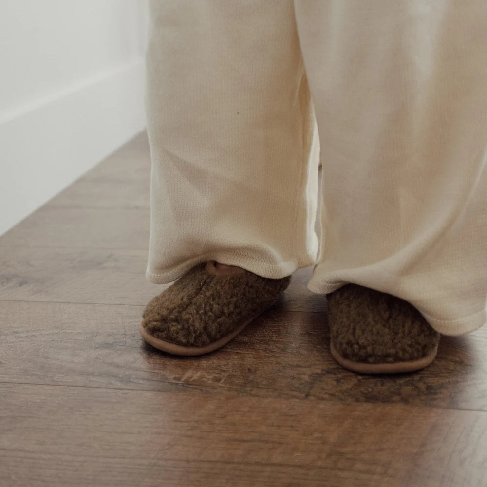 Wollen slofjes - Cloudet junior - Bark/Bruin - Alwero