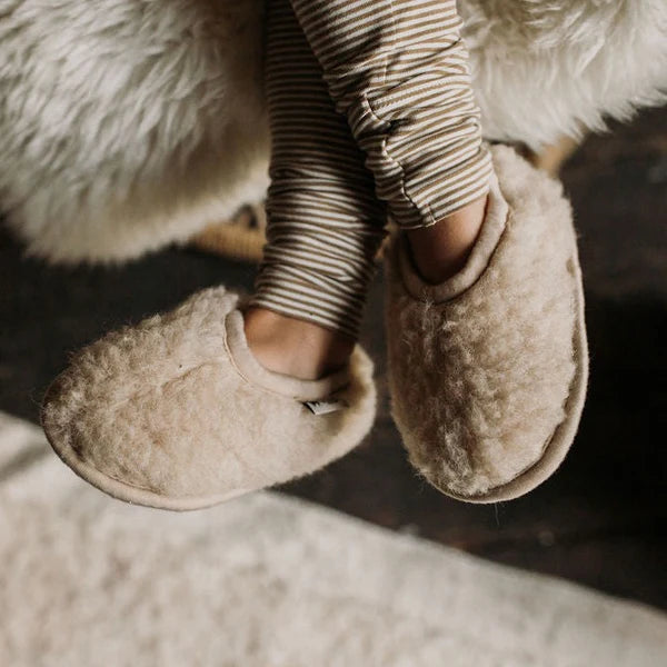 Wollen slofjes - Cloudet junior - Beige - Alwero