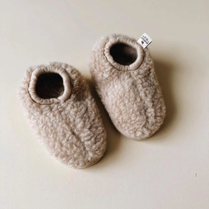 Wollen slofjes - Cloudet junior - Beige - Alwero