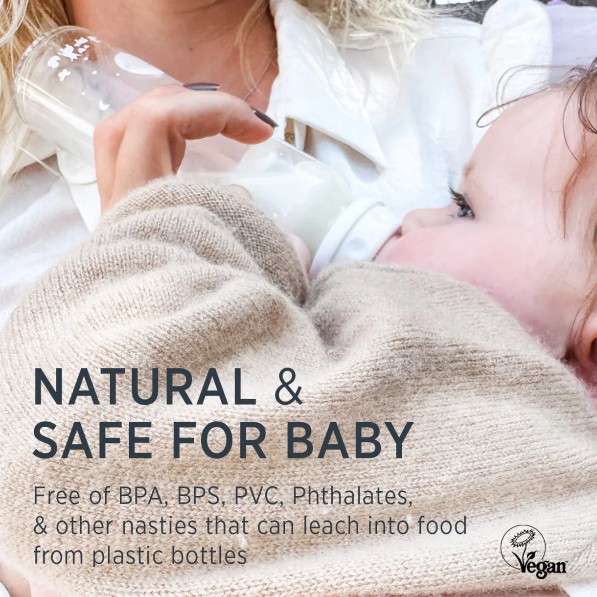 Glazen babyfles - Natuurrubber - Standard Neck Baby Bottle - 120ML - 0-6 maanden - Hevea