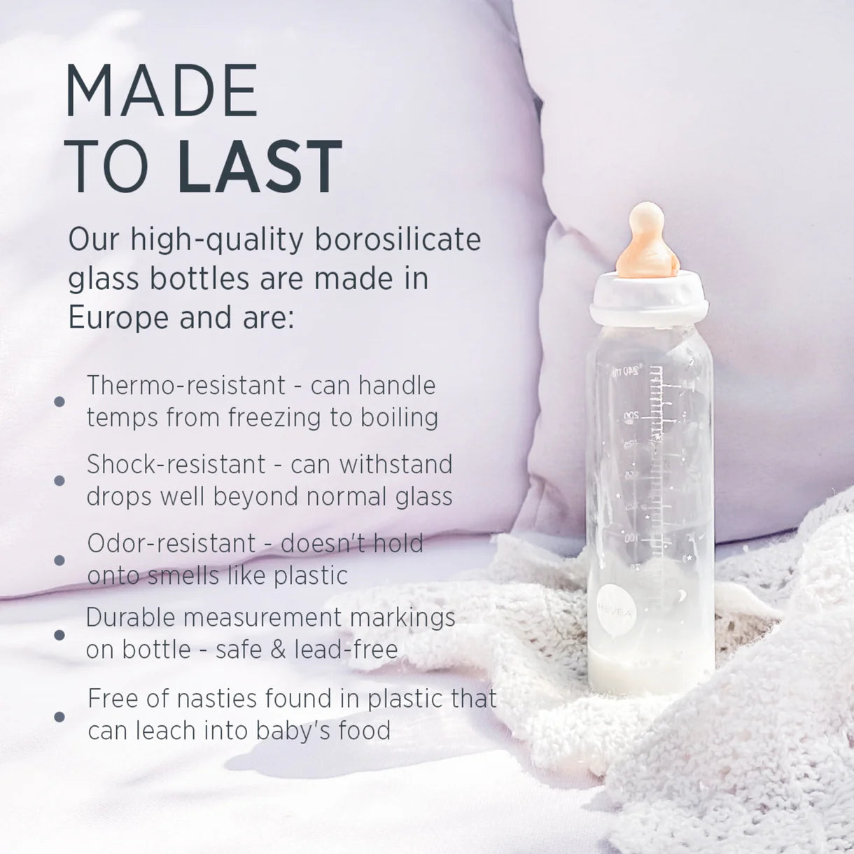 Glazen babyfles - Natuurrubber - Standard Neck Baby Bottle - 120ML - Hevea - productfoto - afbeelding 2